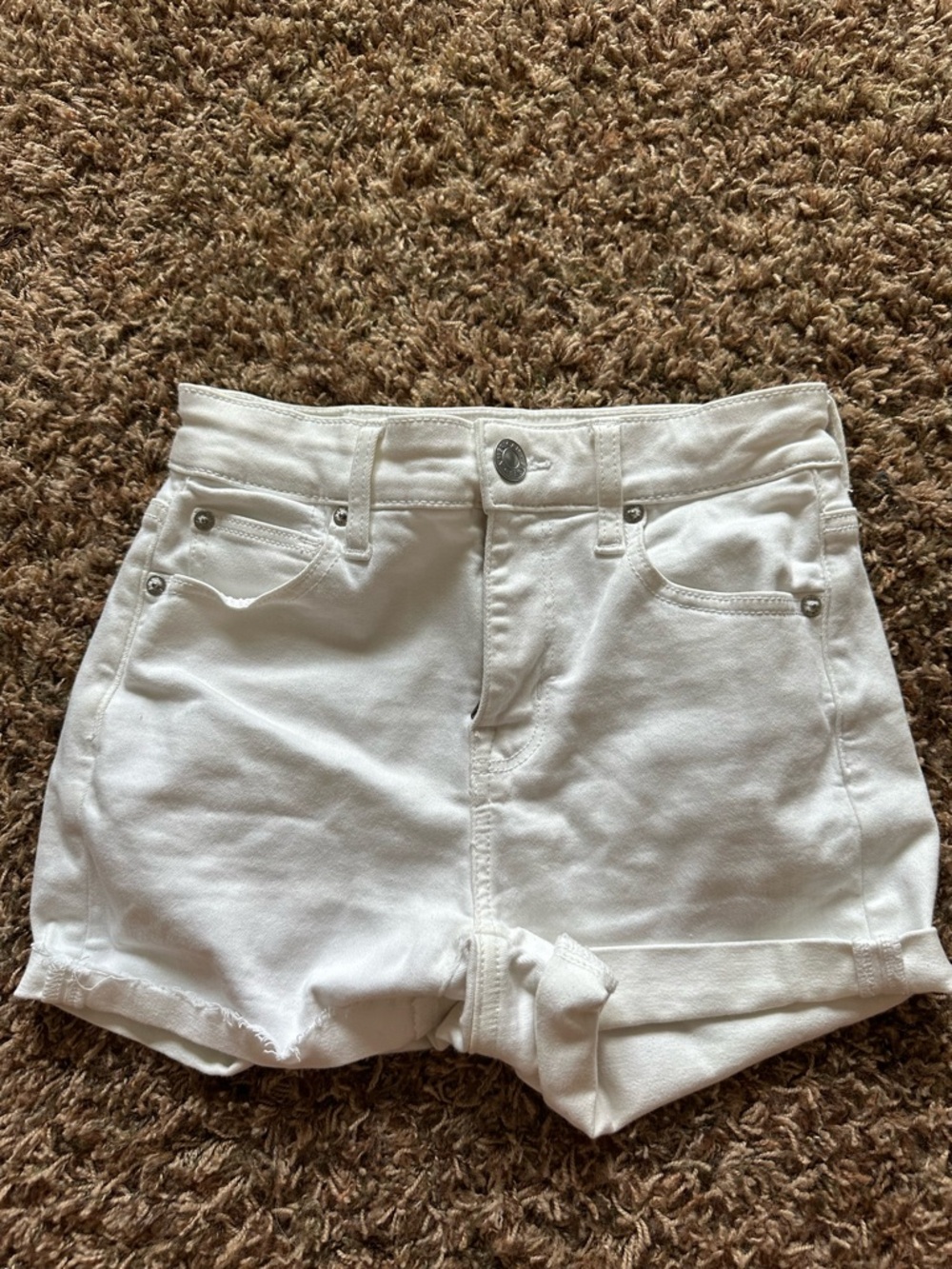 American Eagle Outfitters White Denim Rolled-Hem Shorts